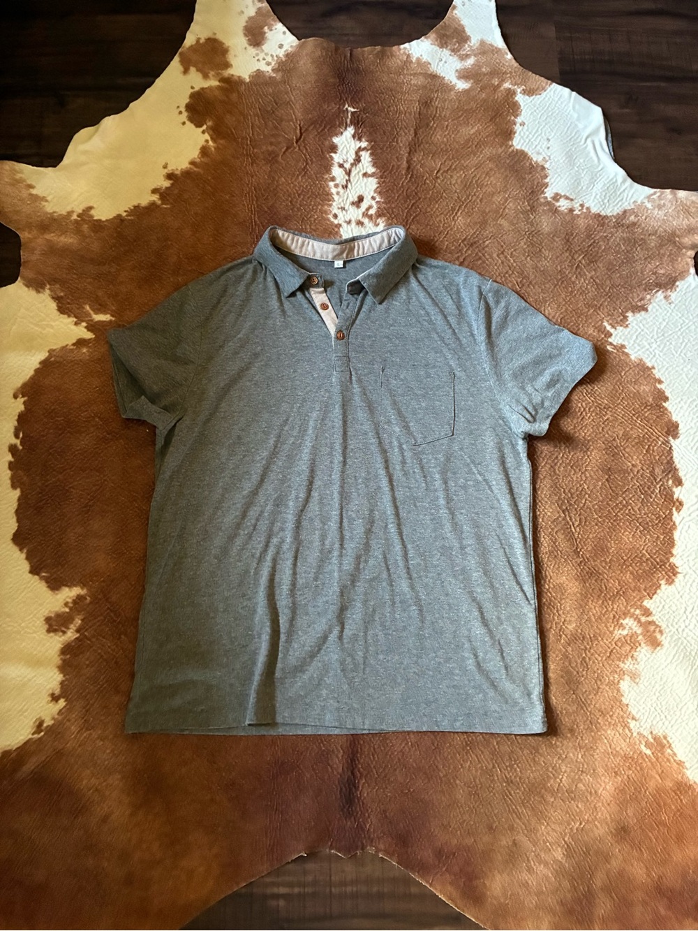 Amazon Men's Heather Gray Polo Shirt with Chest Pocket